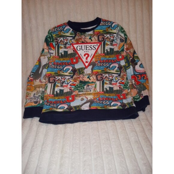 Guess Kids Skateboard Graffiti Sweater Boys Size 7 Long Sleeves - Picture 1 of 4